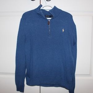 Blue Polo Quarter Zip Sweater